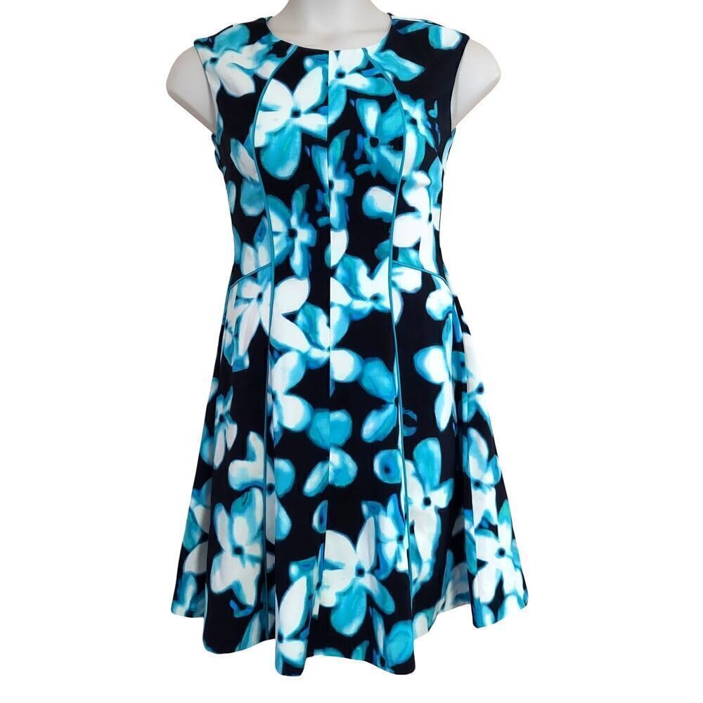Christopher & Banks Women's Tropical Floral Print Midi A-Line Dress